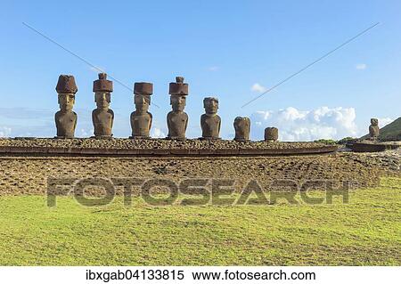 Ahu Nao-Nao Moais, Anakena, Rapa Nui National Park, Unesco World Heritage Site, Easter Island, Chile, South America View Large Photo Image Stock Photography - Ahu Nao-Nao Moais, Anakena, Rapa Nui National Park, Unesco World Heritage Site, Easter Island, Chile, South America. Fotosearch