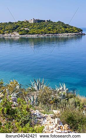 Stock Image - Ali Pasha Tepelena Fortress in the Mediterranean Sea, Albania, Europe. Fotosearch