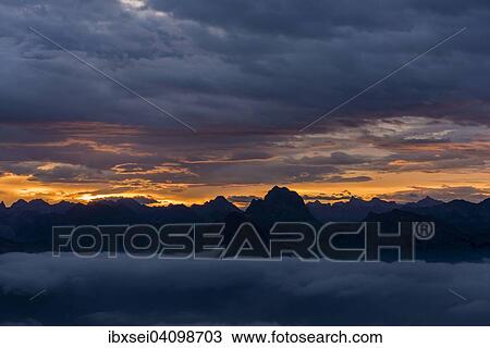 Allgau mountains with sea of fog at sunrise, Au, Bregenz Forest, Vorarlberg, Austria, Europe View Large Photo Image Stock Image - Allgau mountains with sea of fog at sunrise, Au, Bregenz Forest, Vorarlberg, Austria, Europe. Fotosearch