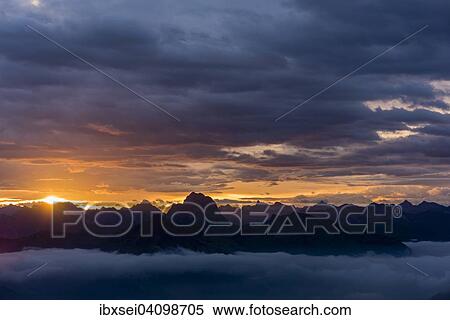 Allgau mountains with sea of fog at sunrise, Au, Bregenz Forest, Vorarlberg, Austria, Europe View Large Photo Image Stock Photography - Allgau mountains with sea of fog at sunrise, Au, Bregenz Forest, Vorarlberg, Austria, Europe. Fotosearch