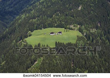 Alp with farmhouses surrounded by forest, near Assling, East Tyrol, Austria, Europe View Large Photo Image Picture - Alp with farmhouses surrounded by forest, near Assling, East Tyrol, Austria, Europe. Fotosearch