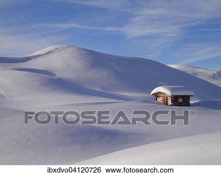 Alpine hut in a winter landscape, deep snow, St. Antonien, Canton of Graubunden, Switzerland, Europe View Large Photo Image Stock Photograph - Alpine hut in a winter landscape, deep snow, St. Antonien, Canton of Graubunden, Switzerland, Europe. Fotosearch