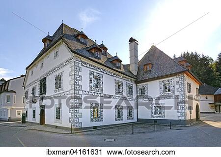 Stock Image - Amon House with sgraffito, Lunz am See, Eisenwurzen, Mostviertel, Lower Austria, Austria, Europe. Fotosearch