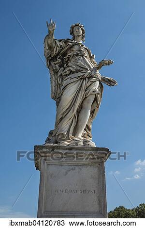 Stock Image - Angel statue on the Ponte Sant'Angelo, Rome, Lazio, Italy, Europe. Fotosearch