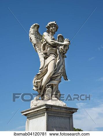 Angel statue wearing crown of thorns on the Ponte Sant'Angelo, Rome, Lazio, Italy, Europe View Large Photo Image Stock Image - Angel statue wearing crown of thorns on the Ponte Sant'Angelo, Rome, Lazio, Italy, Europe. Fotosearch