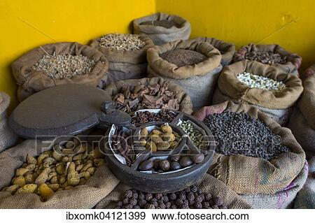 Bags of spices in front of yellow wall, Kochi, Cochin, Kerala, India, Asia View Large Photo Image Stock Photo - Bags of spices in front of yellow wall, Kochi, Cochin, Kerala, India, Asia. Fotosearch