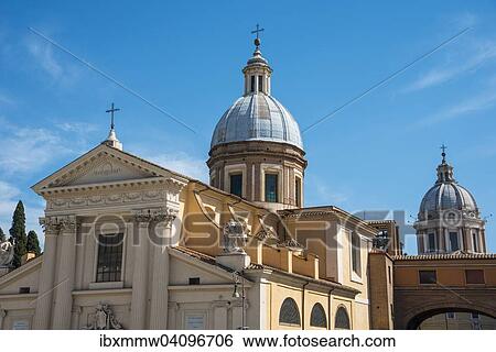 Stock Photograph - Basilica of Santa Maria del Popolo, Piazza del Popolo, Rome, Italy, Europe. Fotosearch