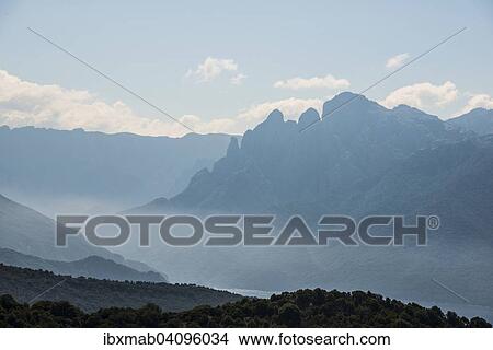Bavella massif, mountain landscape, silhouette, Corsica, France, Europe View Large Photo Image Picture - Bavella massif, mountain landscape, silhouette, Corsica, France, Europe. Fotosearch