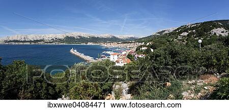 Bay with boats in the harbour, Baska, Krk, Kvarner Gulf, Adriatic, Croatia, Europe View Large Photo Image Stock Image - Bay with boats in the harbour, Baska, Krk, Kvarner Gulf, Adriatic, Croatia, Europe. Fotosearch