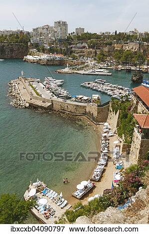 Stock Photo - Beach cove in the historic centre, Kaleici, Antalya, Turkish Riviera, Turkey, Asia. Fotosearch