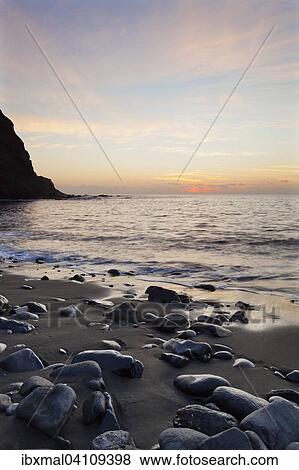 Stock Photo - Beach, Playa de Alojera, Alojera, West coast, La Gomera, Canary Islands, Spain, Europe. Fotosearch