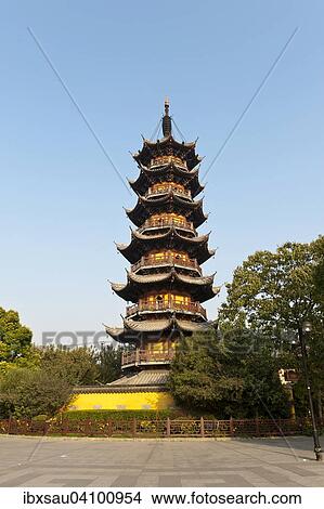 Bell tower of the Longhua Pagoda, Longhua Temple, Shanghai, China, Asia View Large Photo Image Picture - Bell tower of the Longhua Pagoda, Longhua Temple, Shanghai, China, Asia. Fotosearch