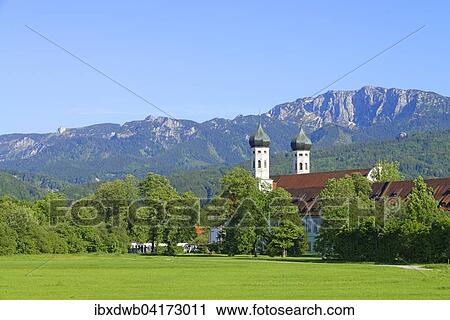 Benediktbeuern Abbey against Benediktenwand mountain ridge, Upper Bavaria, Bavaria, Germany, Europe View Large Photo Image Stock Image - Benediktbeuern Abbey against Benediktenwand mountain ridge, Upper Bavaria, Bavaria, Germany, Europe. Fotosearch