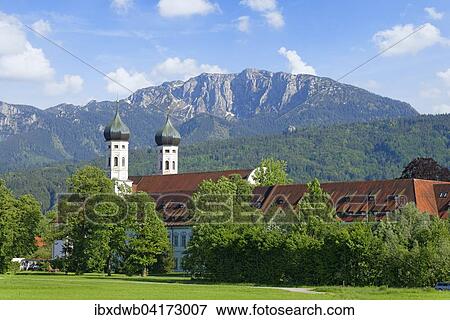 Benediktbeuern Abbey against Benediktenwand mountain ridge, Upper Bavaria, Bavaria, Germany, Europe View Large Photo Image Stock Photo - Benediktbeuern Abbey against Benediktenwand mountain ridge, Upper Bavaria, Bavaria, Germany, Europe. Fotosearch