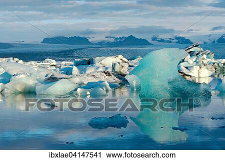 Stock Image - Blue iceberg floating in the lake, Jokulsarlon, Hornafjorour, Austurland, Iceland, Europe. Fotosearch