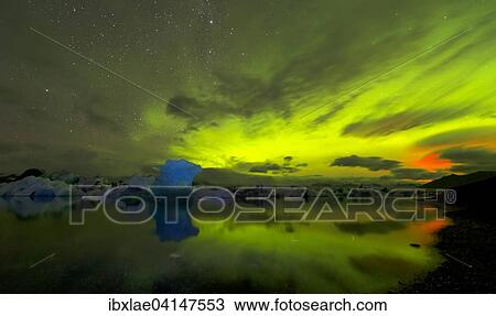 Blue iceberg in Aurora Borealis, Jokulsarlon, Hornafjorour, Austurland, Iceland, Europe View Large Photo Image Stock Image - Blue iceberg in Aurora Borealis, Jokulsarlon, Hornafjorour, Austurland, Iceland, Europe. Fotosearch