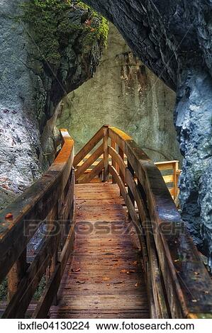 Boardwalk in the Seisenberg Gorge, Weissbach stream, near Lofer, Zell am See District, Salzburg State, Austria, Europe View Large Photo Image Picture - Boardwalk in the Seisenberg Gorge, Weissbach stream, near Lofer, Zell am See District, Salzburg State, Austria, Europe. Fotosearch