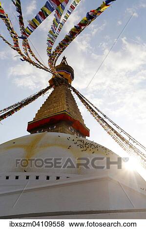 Stock Photo - Boudhanath Stupa, Kathmandu, Nepal, Asia. Fotosearch