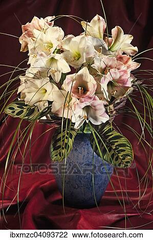 Bouquet of lilies in a vase in front of red fabric View Large Photo Image Stock Image - Bouquet of lilies in a vase in front of red fabric. Fotosearch