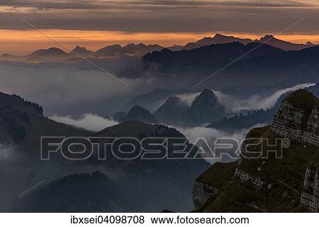 Bregenzerwald mountains with clouds below, morning, Au, Bregenz Forest, Vorarlberg, Austria, Europe View Large Photo Image Stock Photo - Bregenzerwald mountains with clouds below, morning, Au, Bregenz Forest, Vorarlberg, Austria, Europe. Fotosearch
