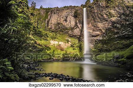 Stock Image - Bridal Veil Falls, Raglan, Waikato, North Island, New Zealand, Oceania. Fotosearch
