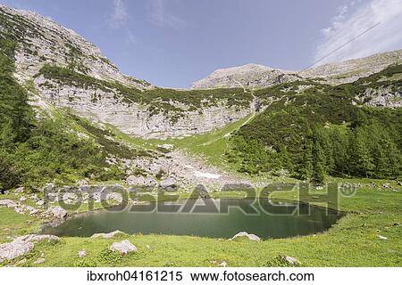 Stock Photography - Brunnsteinersee, Wurzeralm, Pyhrn-Priel or Pyhrn-Eisenwurzen, Traunviertel, Upper Austria, Austria, Europe. Fotosearch