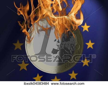 Burning euro coin, illustration View Large Photo Image Picture - Burning euro coin, illustration. Fotosearch