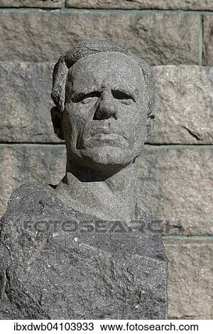 Stock Image - Bust of Gustav Sandberg, sculptor, at City Hall, Stadthus, Stadthuset, Kungsholmen, Stockholm, Sweden, Europe. Fotosearch