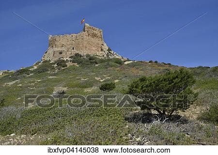 Stock Photo - Cabrera Castle, Parque Nacional de Cabrera, Cabrera National Park, Cabrera Archipelago, Majorca, Balearic Islands, Spain, Europe. Fotosearch