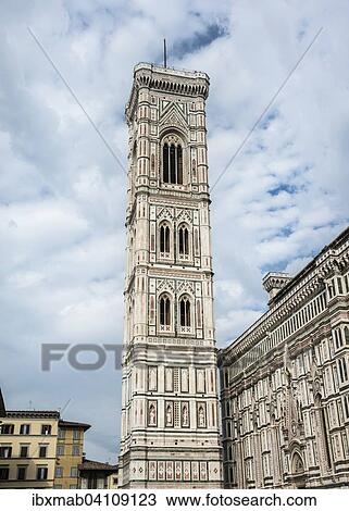 Stock Image - Campanile and cathedral, Duomo Santa Maria del Fiore, UNESCO World Heritage Site, Florence, Tuscany, Italy, Europe. Fotosearch