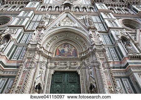 Cathedral of Santa Maria del Fiore, Florence Cathedral, Duomo, entrance and marble stone facade, west side, UNESCO World Heritage Site, Florence, Tuscany, Italy, Europe View Large Photo Image Stock Photo - Cathedral of Santa Maria del Fiore, Florence Cathedral, Duomo, entrance and marble stone facade, west side, UNESCO World Heritage Site, Florence, Tuscany, Italy, Europe. Fotosearch