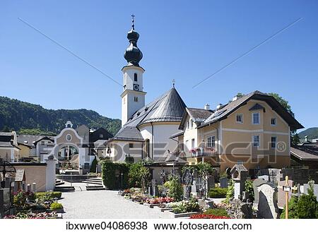 Cemetery with the Parish Church, St. Gilgen, Salzkammergut, Salzburg State, Austria, Europe View Large Photo Image Stock Photo - Cemetery with the Parish Church, St. Gilgen, Salzkammergut, Salzburg State, Austria, Europe. Fotosearch