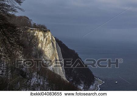 Stock Photography - Chalk cliffs in winter, Jasmund peninsula, Rugen, Mecklenburg-Western Pomerania, Germany, Europe. Fotosearch