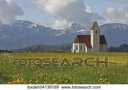 Chapel of St. Anna in Lengenwang, Ostallgau, Allgau Alps, Aggenstein massif behind, Allgaeu, Bavaria, Germany, Europe View Large Photo Image Stock Photo - Chapel of St. Anna in Lengenwang, Ostallgau, Allgau Alps, Aggenstein massif behind, Allgaeu, Bavaria, Germany, Europe. Fotosearch