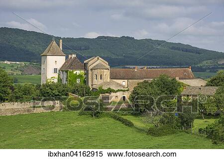 Stock Photography - Chateau des Moines castle, Berze-la-Ville, Burgundy, France, Europe. Fotosearch