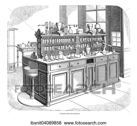 Chemical laboratory, working desk, illustration from Meyers Lexicon, 1897 View Large Photo Image Stock Photo - Chemical laboratory, working desk, illustration from Meyers Lexicon, 1897. Fotosearch