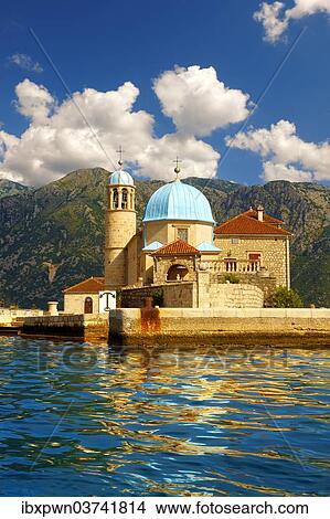 Church of Our Lady of the Rocks, Gospa od Skrpjela islet, Bay of Kotor, Perast, Monte, Europe View Large Photo Image Picture - Church of Our Lady of the Rocks, Gospa od Skrpjela islet, Bay of Kotor, Perast, Monte, Europe. Fotosearch