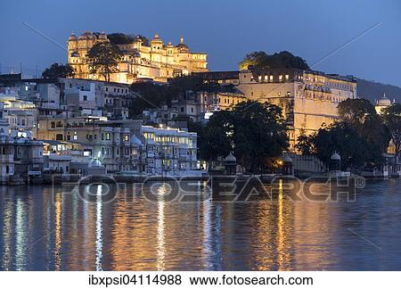 City Palace at night, Udaipur, Rajasthan, India, Asia View Large Photo Image Stock Photo - City Palace at night, Udaipur, Rajasthan, India, Asia. Fotosearch