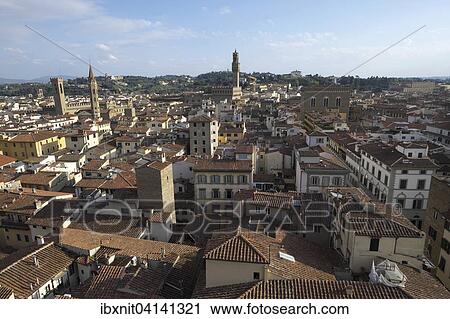 Cityscape of Florence, from the dome of the Duomo, Palazzo Vecchio behind, Florence, Tuscany, Italy, Europe View Large Photo Image Stock Image - Cityscape of Florence, from the dome of the Duomo, Palazzo Vecchio behind, Florence, Tuscany, Italy, Europe. Fotosearch