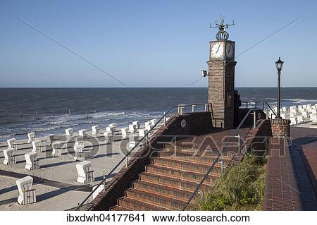 Clock tower on the beach promenade, Wangerooge, East Frisian Island, East Frisia, Lower Saxony, Germany, Europe View Large Photo Image Stock Image - Clock tower on the beach promenade, Wangerooge, East Frisian Island, East Frisia, Lower Saxony, Germany, Europe. Fotosearch