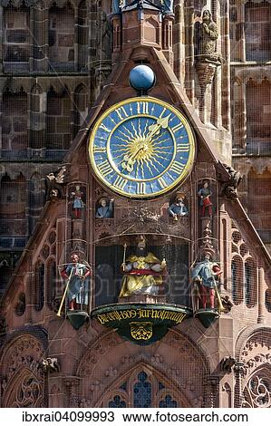 Clock with Emperor Charles IV. in the Mannleinlaufen mechanical clock, west facade, Gothic parish church of Our Lady, Nuremberg, Middle Franconia, Franconia, Bavaria, Germany, Europe View Large Photo Image Stock Image - Clock with Emperor Charles IV. in the Mannleinlaufen mechanical clock, west facade, Gothic parish church of Our Lady, Nuremberg, Middle Franconia, Franconia, Bavaria, Germany, Europe. Fotosearch