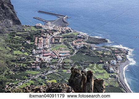 Stock Photo - Coastal towns, Vueltas, Borbalan and La Puntilla, Valle Gran Rey, La Gomera, Canary Islands, Spain, Europe. Fotosearch