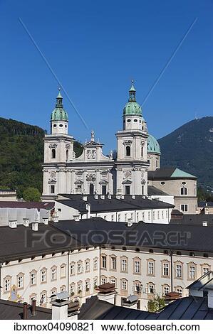 Stock Image - Collegiate Church and Cathedral, St. Peter district, city of Salzburg, Salzburg State, Austria, Europe. Fotosearch