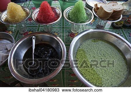 Stock Image - Colorful food, Yangon, Myanmar, Asia. Fotosearch