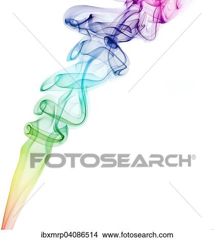 Picture - Colourful smoke from an incense stick or joss stick. Fotosearch