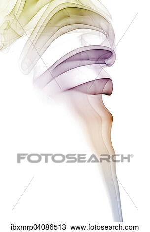 Stock Image - Colourful smoke from an incense stick or joss stick. Fotosearch