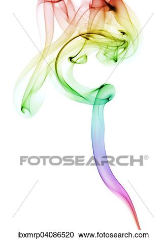 Stock Image - Colourful smoke from an incense stick or joss stick. Fotosearch