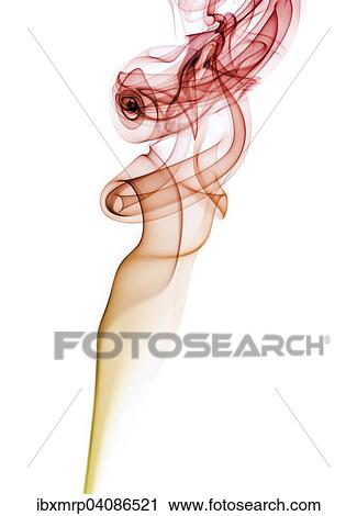 Stock Image - Colourful smoke from an incense stick or joss stick. Fotosearch