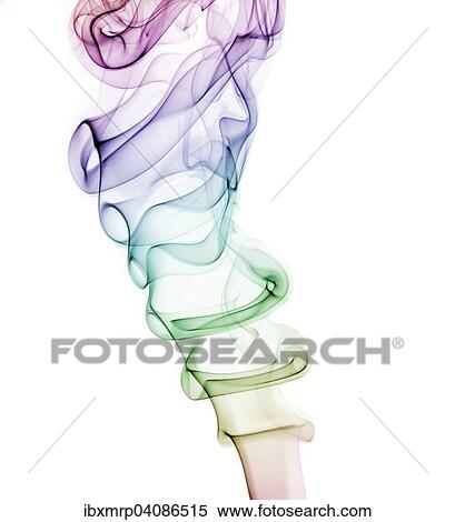 Stock Photography - Colourful smoke from an incense stick or joss stick. Fotosearch