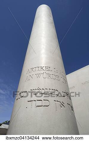 Column with the first article of the Human Rights, Way of Human Rights, Nuremberg, Middle Franconia, Bavaria, Germany, Europe View Large Photo Image Picture - Column with the first article of the Human Rights, Way of Human Rights, Nuremberg, Middle Franconia, Bavaria, Germany, Europe. Fotosearch